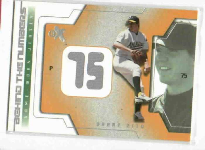 2002 Fleer Ex Behind The Numbers Barry Zito Game Used Jersey Baseball Card