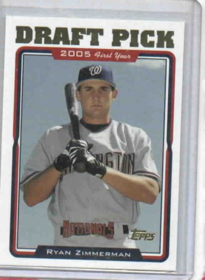 2005 Topps Update Ryan Zimmerman Rookie Washington Nationals