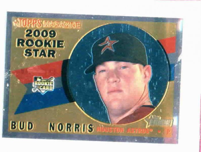 2009 Topps Heritage Chrome Bud Norris Houston Astros Rookie Card #D / 1960