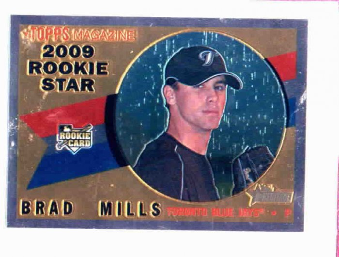 2009 Topps Heritage Chrome Brad Mills Toronto Blue Jays Rookie Card  #D / 1960