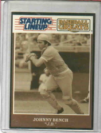 1989 Kenner Starting Lineup Baseball Greats Johnny Bench Baseball Card Cincinnati Reds Oddball