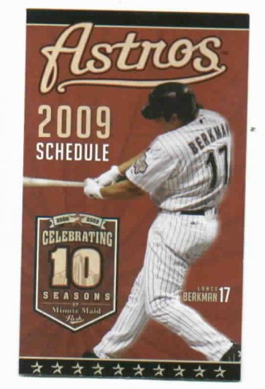 2009 Houston Astros Pocket Schedule Lance Berkman