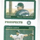 2005 Topps Prospects Felix Hernandez Justin Leone Seattle Mariners Rookie