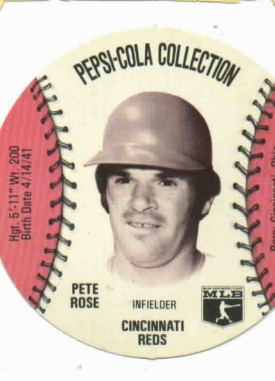 1977 Pepsi Baseball Disc Pete Rose Cincinnati Reds