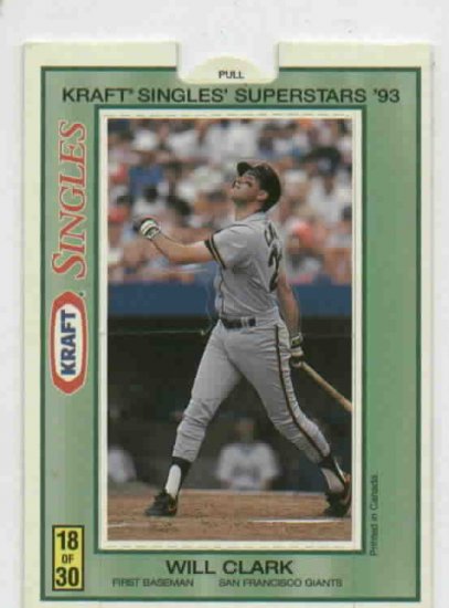 1993 Kraft Singles Will Clark Baseball Card San Francisco Giants Oddball