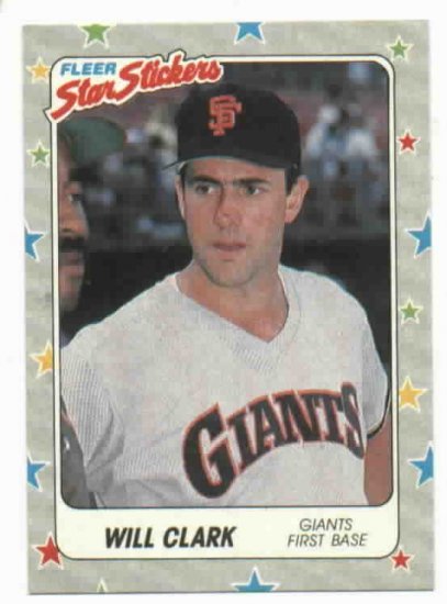 1988 Fleer Star Stickers Will Clark Oddball San Francisco Giants