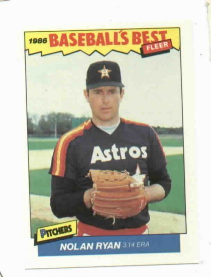 1986 Fleer Baseballs Best Pitchers Nolan Ryan Oddball Astros Rangers