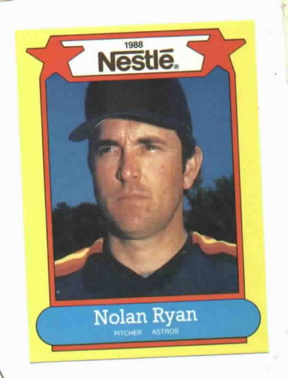 1988 Nestle Nolan Ryan Baseball Card Oddball Astros Rangers