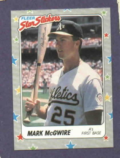 1988 Fleer Star Stickers Mark McGwire Oakland A's