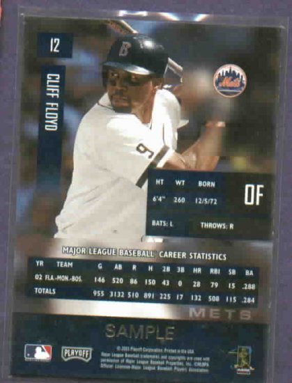 2003 Playoff Prestige Cliff Floyd Mets Redsox Beckett Gold Sample