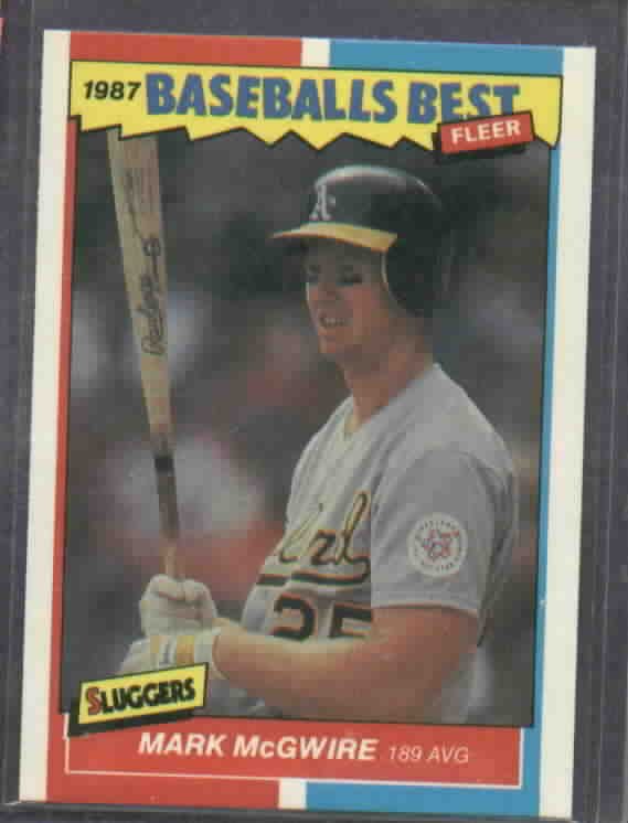1987 Fleer Baseballs Best Sluggers Mark McGwire Rookie Oakland A's Cardinals