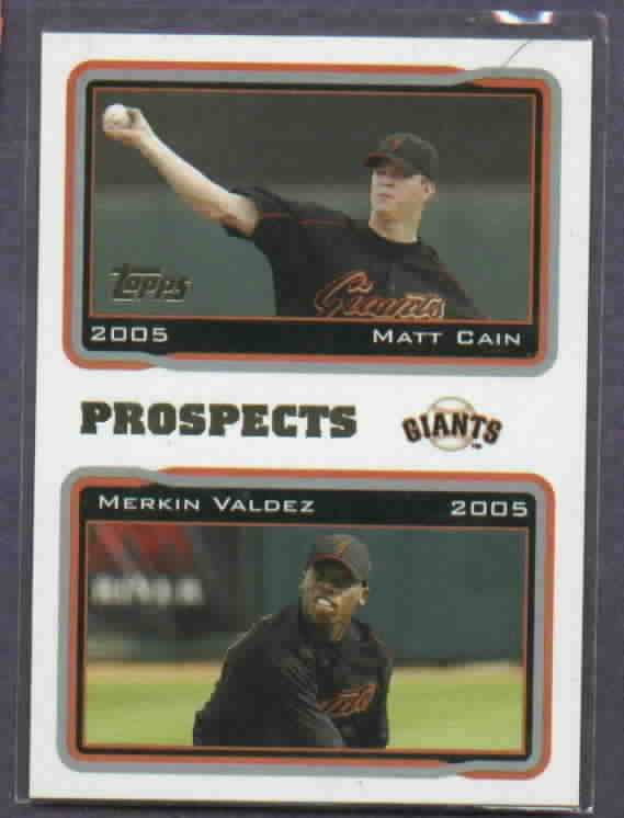 2005 Topps Prospects Matt Cain Merkin Valdez San Francisco Giants Rookie