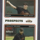 2005 Topps Prospects Matt Cain Merkin Valdez San Francisco Giants Rookie