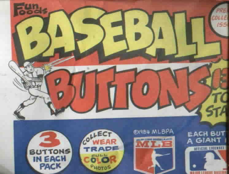Unopened Pack 1984 Fun Foods Baseball Buttons Pins Pin Back Oddball