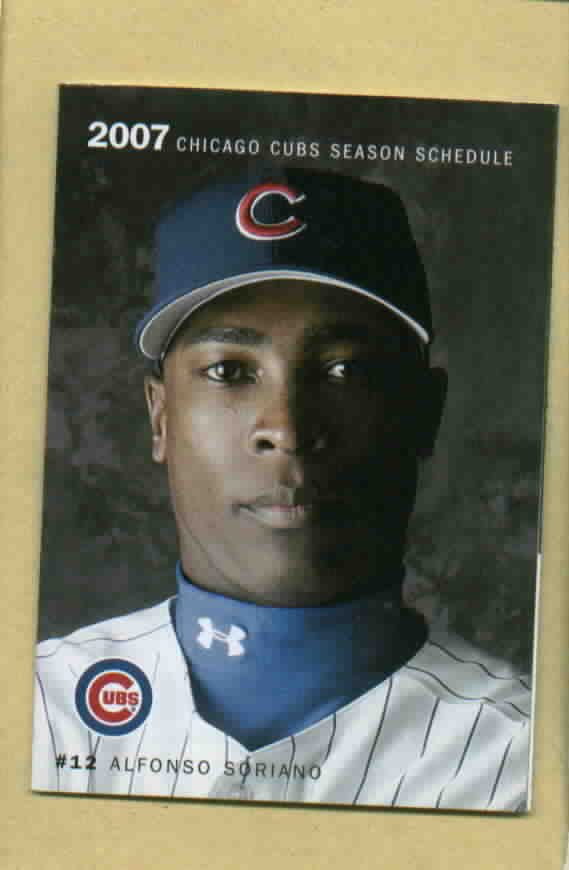 2007 Chicago Cubs Pocket Schedule Alfonso Soriano