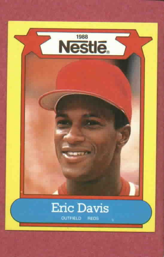 1988 Nestle Eric Davis Baseball Card Cincinnati Reds Oddball