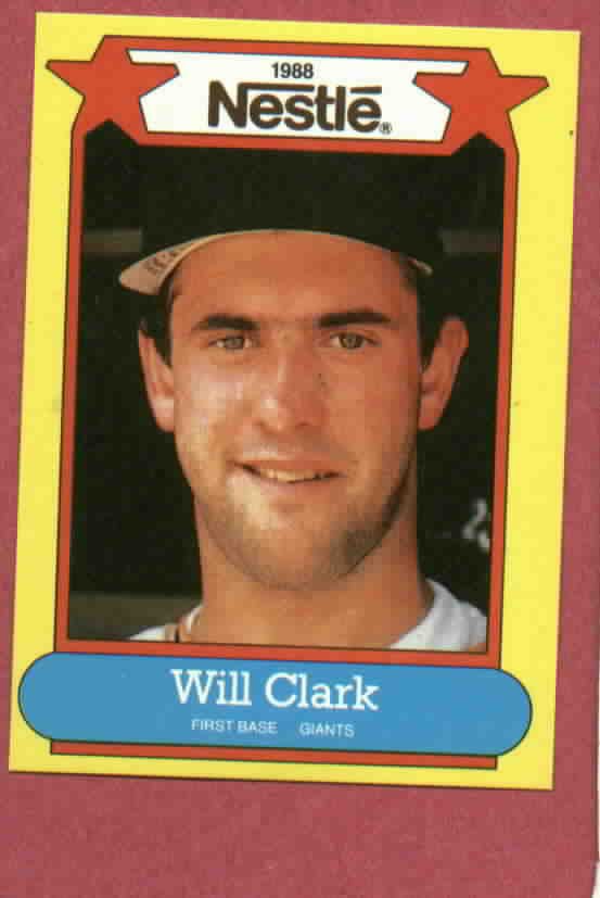 1988 Nestle Will Clark Baseball Card San Francisco Giants Oddball