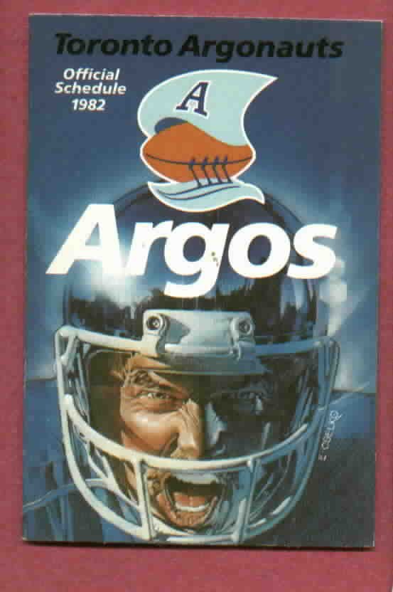 1982 Toronto Argonauts Football Pocket Schedule CFL