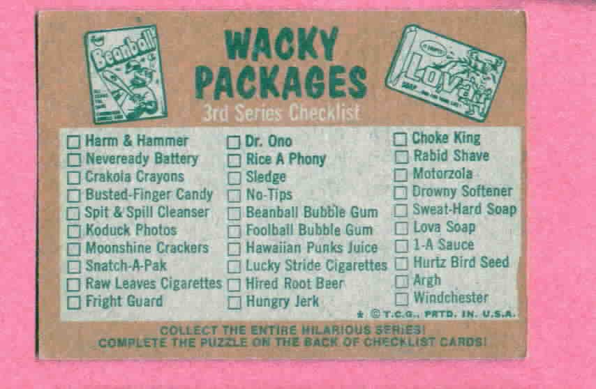 Wacky Packages 3rd Series Checklist