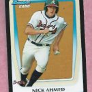2011 Bowman Draft Nick Ahmed Atlanta Braves # BDPP75 Rookie