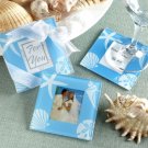 Beach Theme Wedding Favor Glass Photo Coasters Set of 2