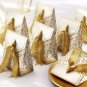 Gold Wedding Favor Box with Damask Print & Gold Ribbon