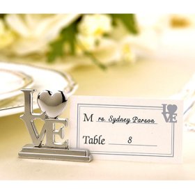 Wedding Reception Silver LOVE Place Card Holders Set of