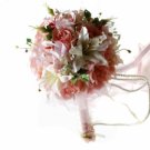 Beautiful Champagne Rose & Lily Wedding Bridal Bouquet