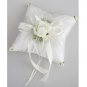 Flower Decoration White Satin Wedding Ring Pillow