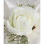 Flower Decoration White Satin Wedding Ring Pillow