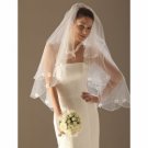 2 Layer Fingertip with Beading Wedding Veil WAV0006