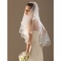 2 Layer Fingertip with Beading Wedding Veil WAV0006