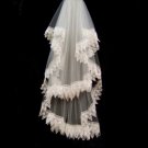 2 Layer Fingertip with Lace Wedding Bridal Veil WAV0008