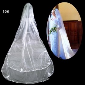1 Layer Elbow Length Embroidery Wedding Veil TS070