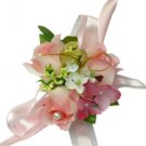 Elegant Pink Silk Rose Wedding Wrist Corsage SIM125