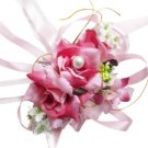 Elegant Fuchsia Silk Rose Wedding Wrist Corsage SIM107