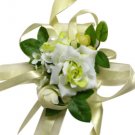 Elegant Yellow & White Silk Rose Wrist Corsage SIM103