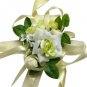 Elegant Yellow & White Silk Rose Wrist Corsage SIM103