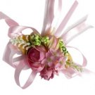 Pink Silk Roses & Camellia Wedding Wrist Corsage SIM099