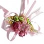 Pink Silk Roses & Camellia Wedding Wrist Corsage SIM099