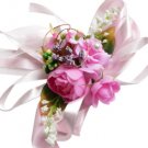 Fuchsia Roses & Camellia Wedding Wrist Corsage SIM098