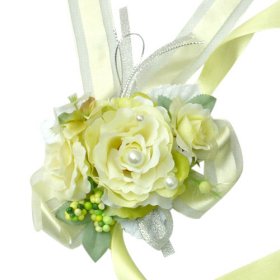 Yellow Silk Rose Wedding Wrist Corsage SIM117
