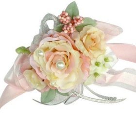 Light Pink Silk Rose Wedding Wrist Corsage SIM122