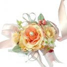 Beautiful Orange Silk Rose Wedding Wrist Corsage SIM121