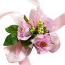 Beautiful Pink Silk Rose Wedding Wrist Corsage SIM114