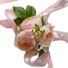 Light Orange Silk Rose Wedding Wrist Corsage SIM112