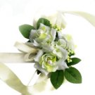 Yellow & White Silk Rose Wedding Wrist Corsage SIM096