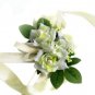 Yellow & White Silk Rose Wedding Wrist Corsage SIM096