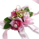 Elegant Pink Silk Rose Wedding Wrist Corsage SIM094