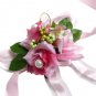Elegant Pink Silk Rose Wedding Wrist Corsage SIM094